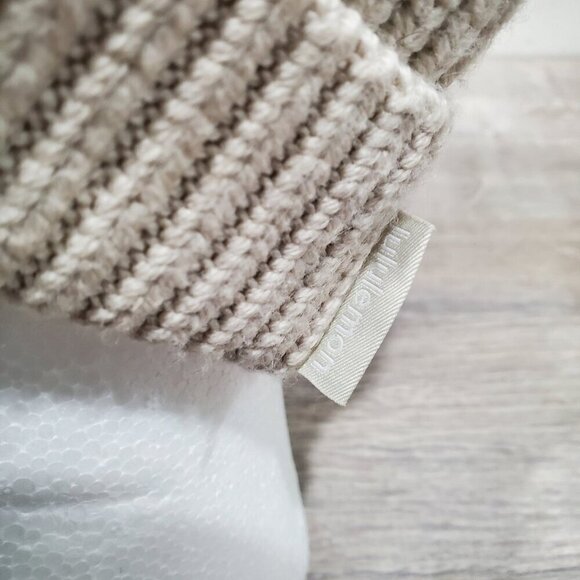 Lululemon Hat Womens Small Medium Close Fit Wool Blend Ribbed Knit Beanie Beige - Picture 4 of 10